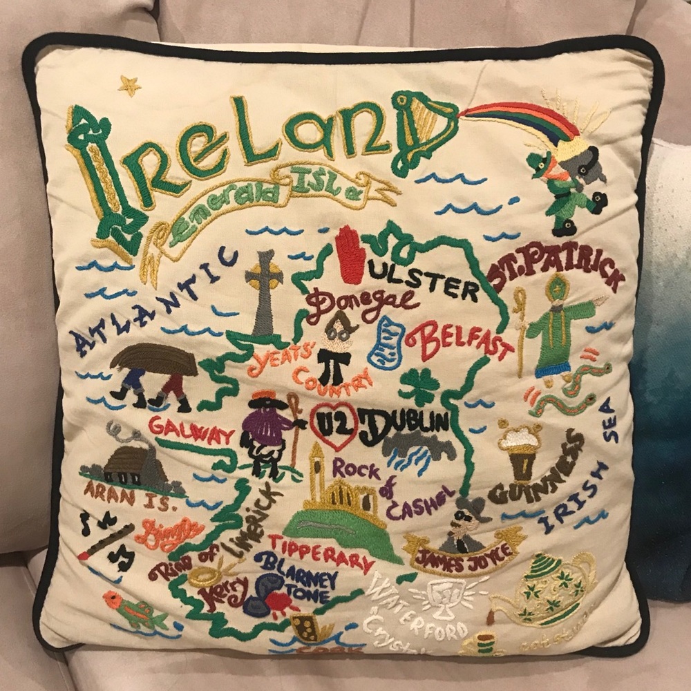 Hand Embroidered Ireland Pillow